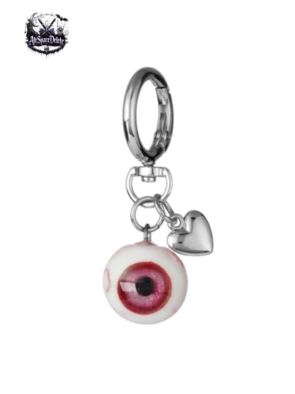 Handmade Clay Eyeball Keychain Gothic Horror Purse Charm Resin Coated